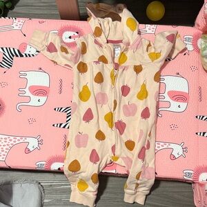 Carter's Pink and Yellow Fruit Print Hooded Footie